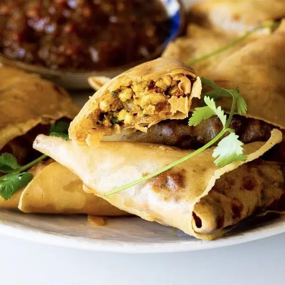 Spicy chicken samoosas