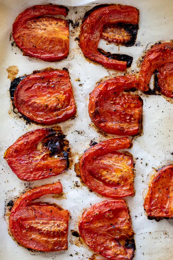 Slow roasted tomatoes for BLT sandwiches.