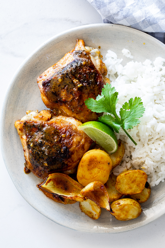 Curried Baked Chicken Thighs With Potatoes Simply Delicious