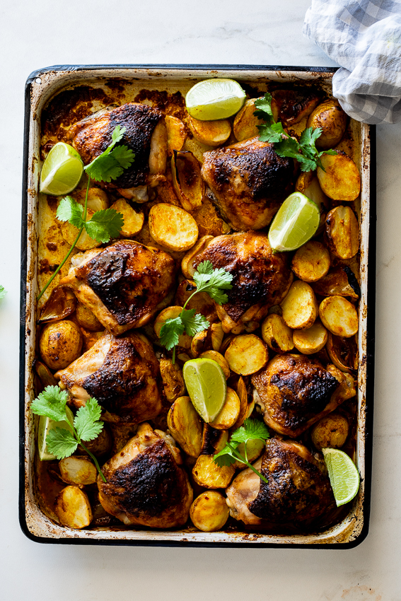 Curried baked chicken thighs