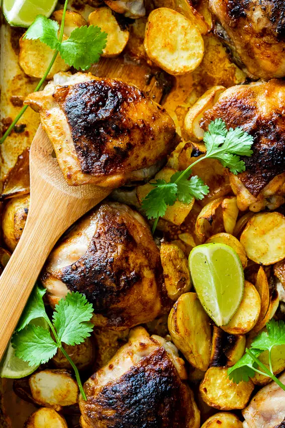 Curried baked chicken thighs