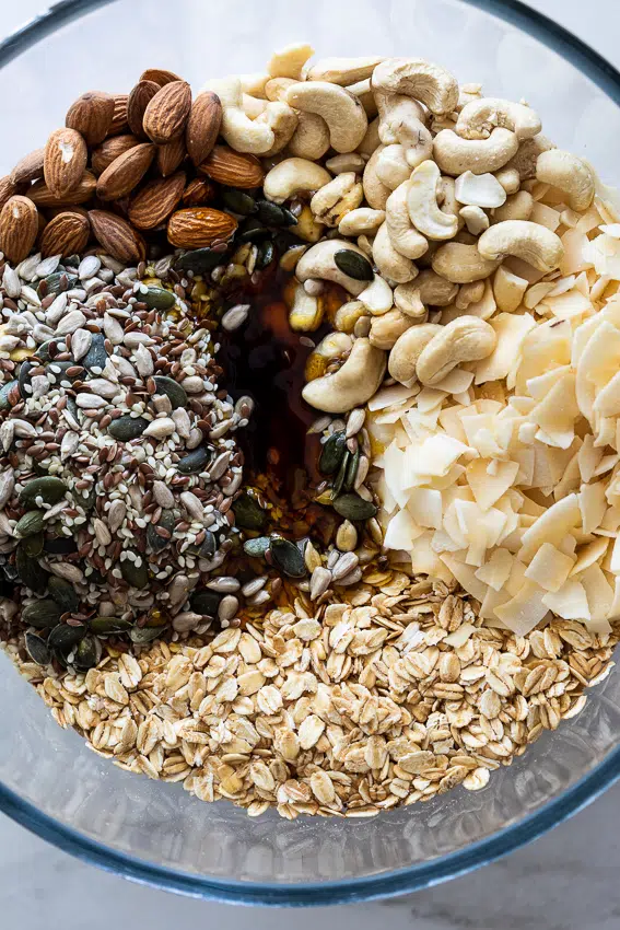 Ingredients for homemade granola.