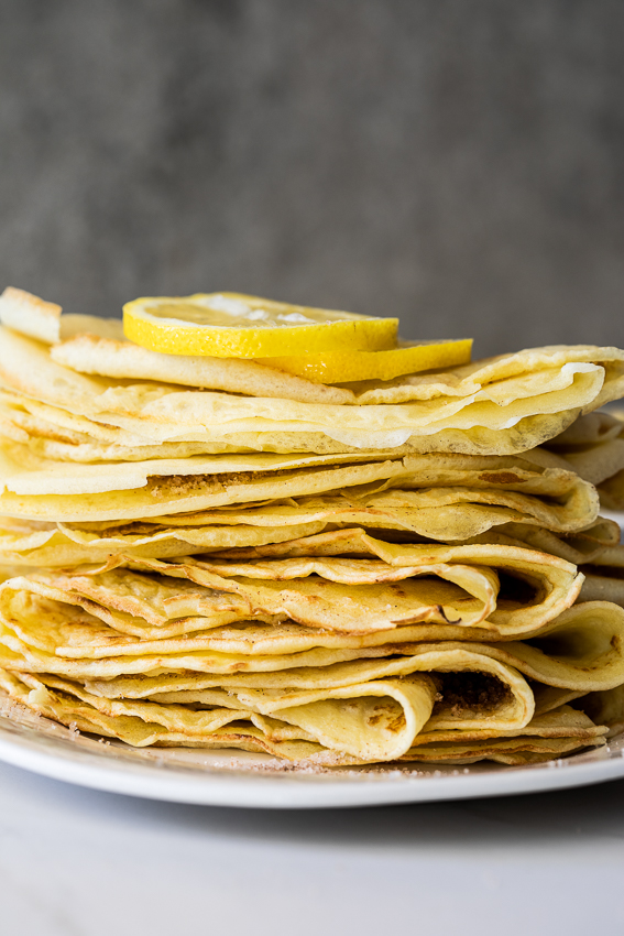 A stack of French crepes. 