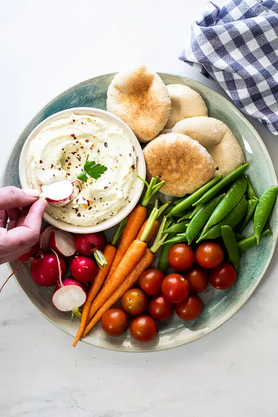 Spicy feta dip with Crudités