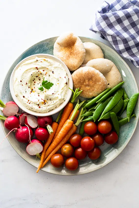 Spicy feta dip with Crudités
