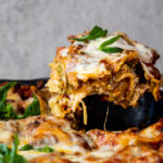 Vegetarian lasagna with basil pesto and ricotta