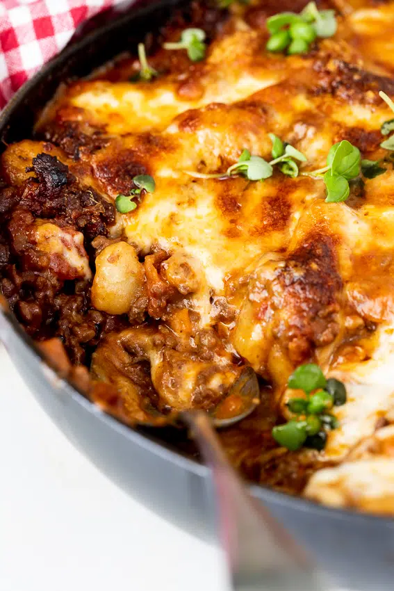 Bolognese baked gnocchi