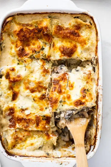 Cheesy mushroom lasagna