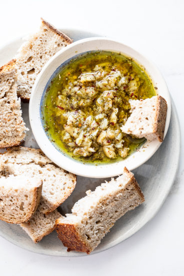 Roasted garlic olive oil bread dip