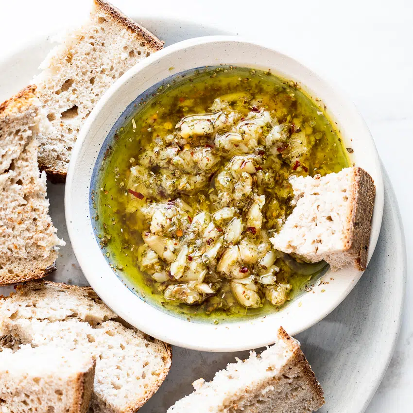 Roasted garlic olive oil bread dip