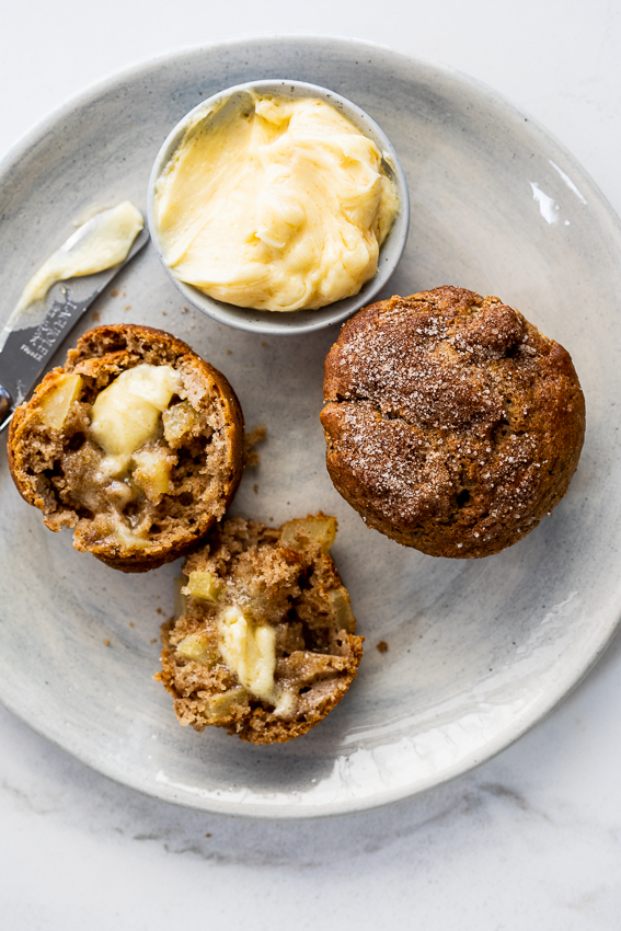 Spiced apple muffins with honey butter