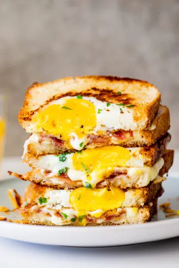 Egg in a hole bacon grilled cheese