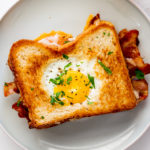 Egg in a hole bacon grilled cheese