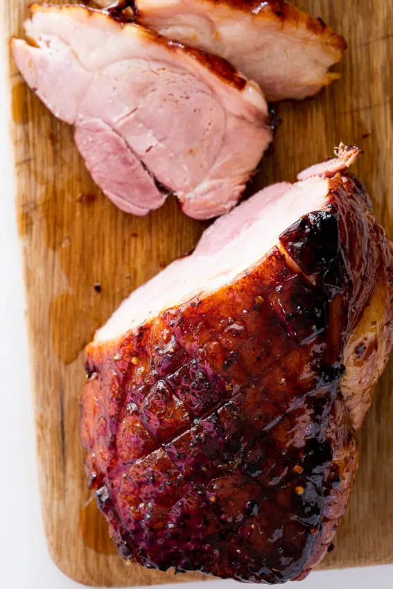Sticky apricot baked ham
