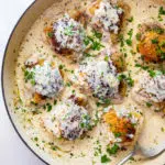 Chicken thighs in creamy garlic Parmesan sauce