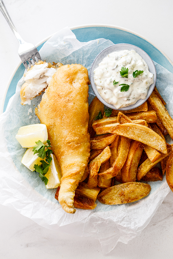 Crispy fish and chips