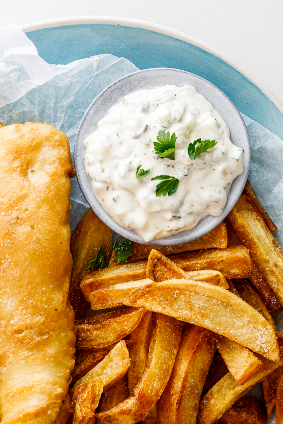 Easy Tartar sauce with fish and chips