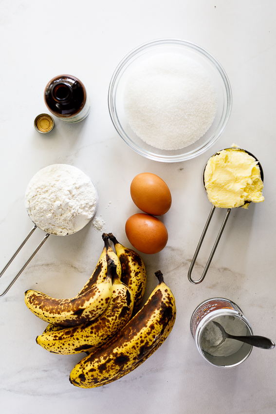 Ingredients for banana bread.