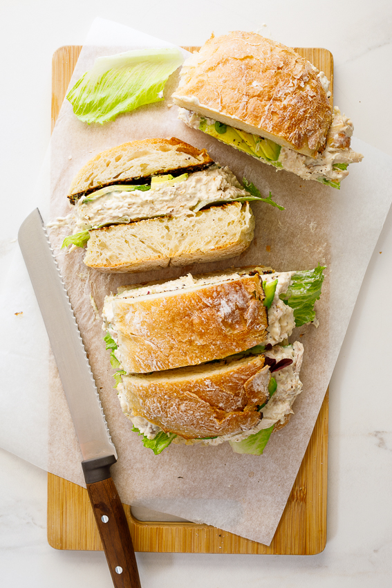 Family-size creamy chicken salad sandwich