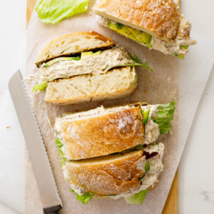 Family-size creamy chicken salad sandwich