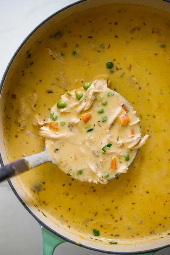 Creamy chicken pot pie soup