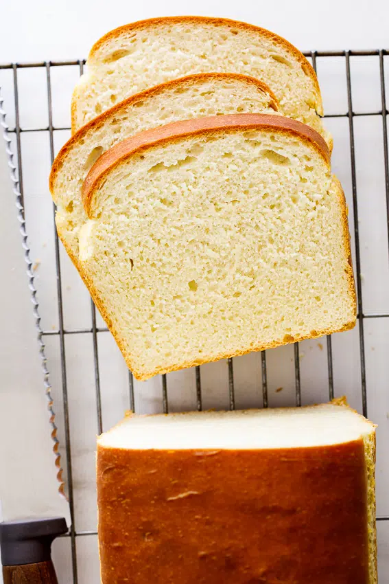 Soft and fluffy white bread.