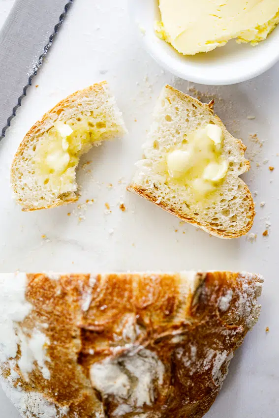 Easy crusty bread with butter.