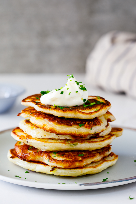 Irish potato pancakes with sour cream