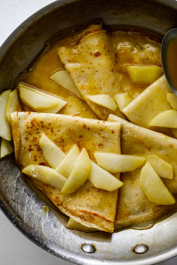 Caramelized apple crepes