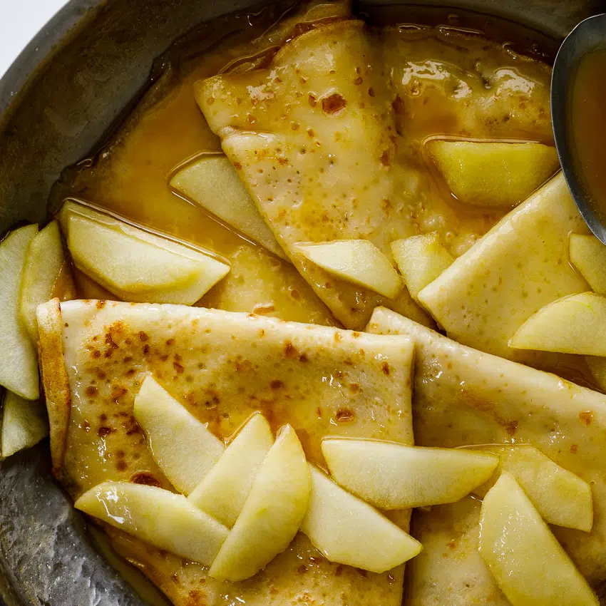 Caramelized apple crepes