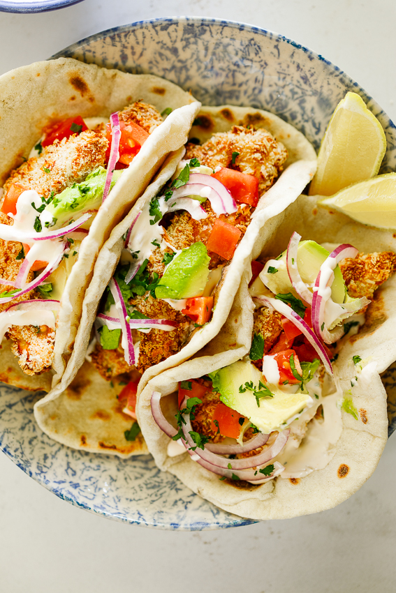 Crispy baked chicken tacos 