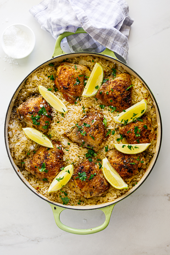 One pan chicken and rice.