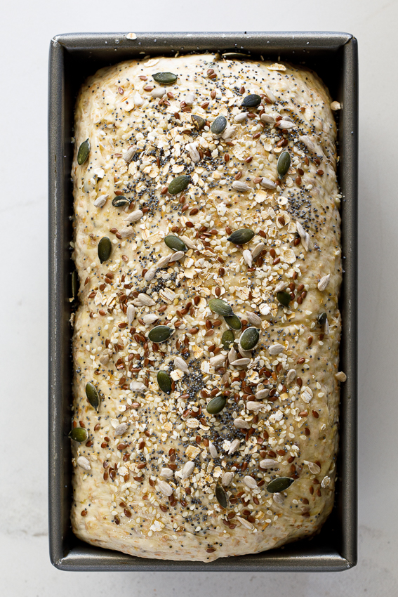Easy Healthy sandwich bread with seeds.