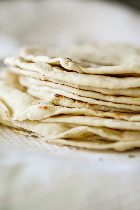 Warm and fluffy flour tortillas.