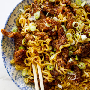 Honey soy crispy beef and noodles