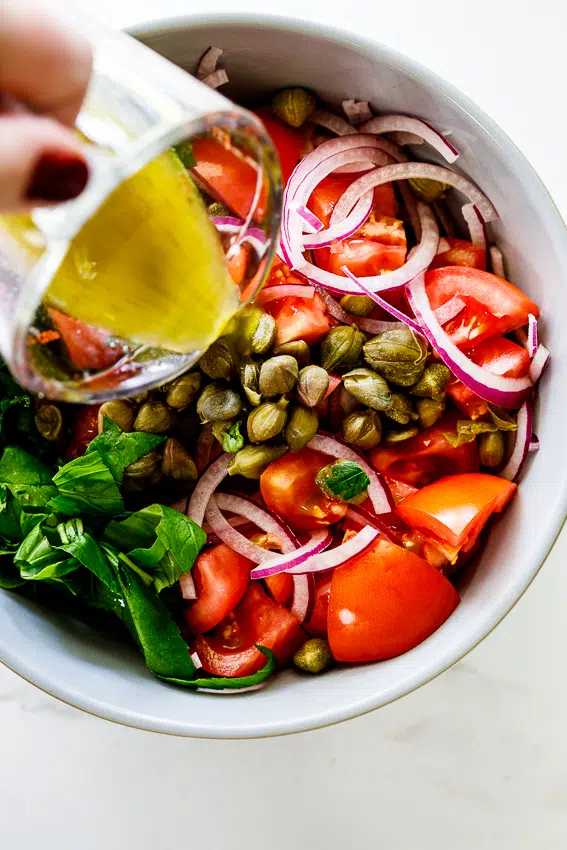 Tomato salad with simple dressing.