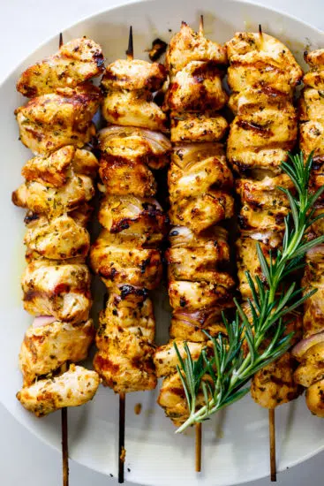 Greek grilled chicken skewers