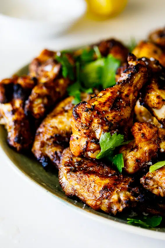 Grilled lemon herb chicken wings