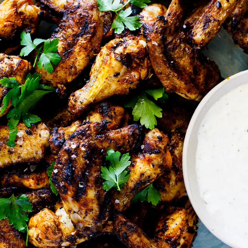 Grilled lemon herb chicken wings