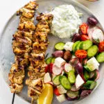 Chicken souvlaki with zucchini tzatziki