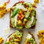 Grilled corn smashed avocado toast