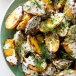 Grilled potato salad with sour cream dressing