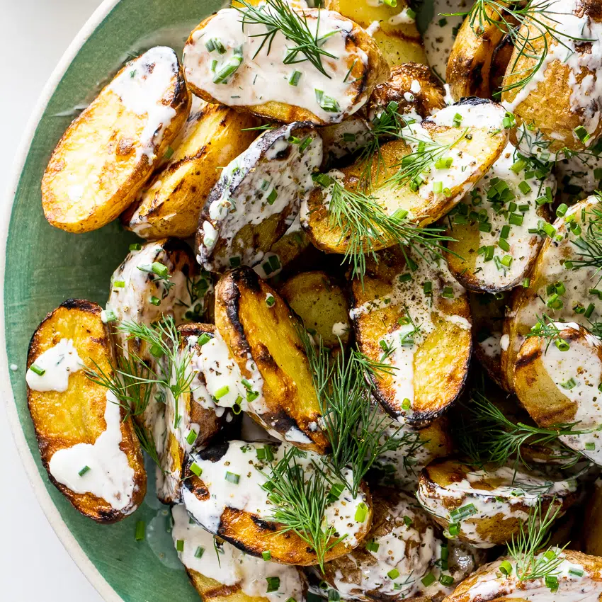 Grilled potato salad