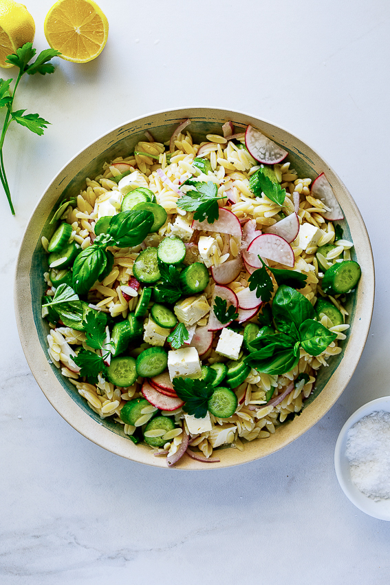 Lemon orzo salad is a delicious and easy side dish or lunch recipe.