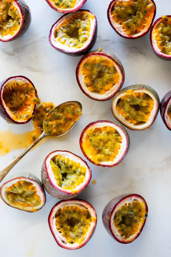 Fresh passion fruit.