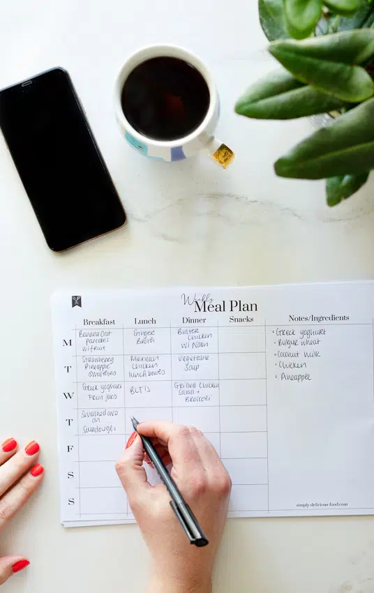 Weekly meal plan