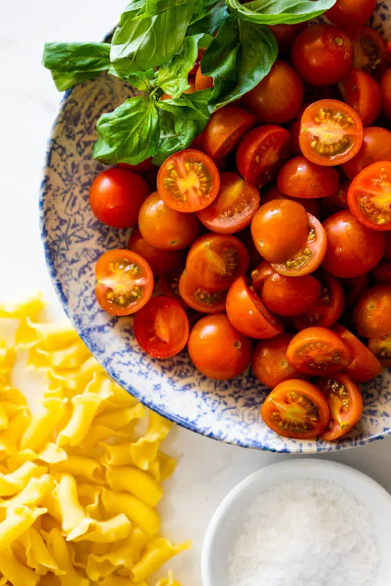 Ingredients for tomato pasta.