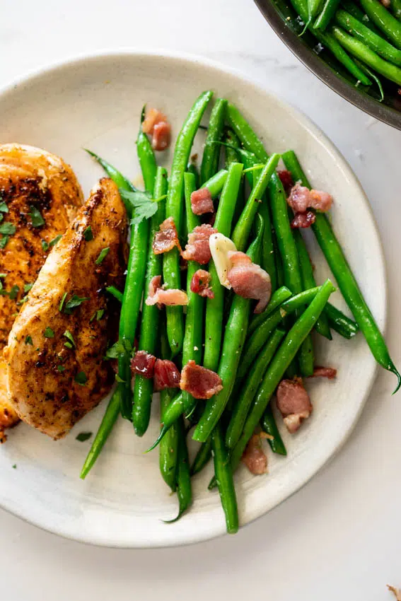 Bacon garlic sauteed green beans