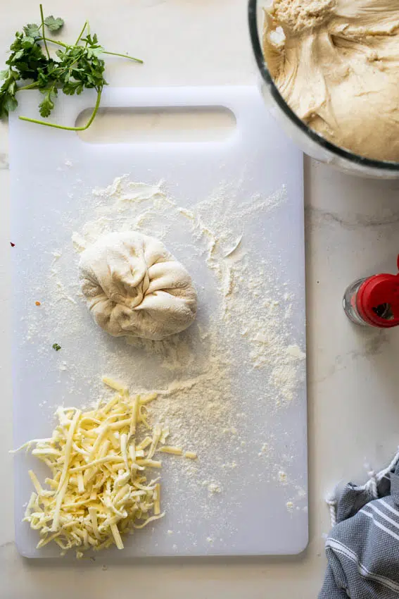 Naan dough stuffed with cheese.