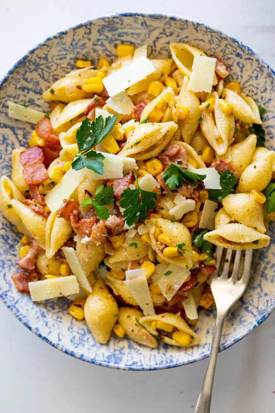 Creamy bacon corn pasta